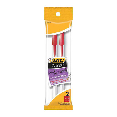 BIC Cristal Ballpoint Pen, Red Ink, 2 Pack