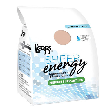 L'eggs Sheer Energy Light Support Leg Control Top, Sheer Toe