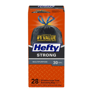 Hefty Strong Multipurpose Large Trash Drawstring Bags 30 Gallon - 28 ct box