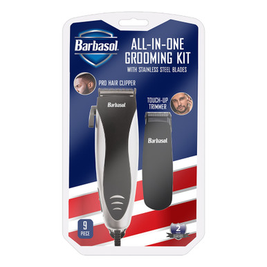 Barbasol All In One Grooming Kit 9 Piece Battery Powered Stainless ...
