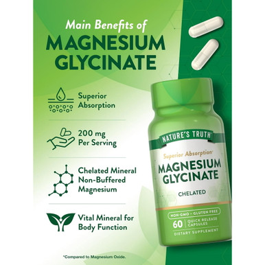 Natures Truth Superior Absorption Magnesium Glycinate Chelated Capsules