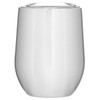 Blank 12 oz Cece stainless steel wine and coffee tumbler with a natural stainless finish and clear push-on lid.