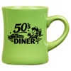 The 10oz Diner Mug in Avocado brings a retro-inspired look to a classic ceramic coffee mug, making it a standout choice for coffee shops and retail displays. Its iconic curved diner shape is comfortable to hold and ideal for everyday coffee service, house mugs, or branded merchandise programs. Designed for durability and strong logo visibility, this mug blends nostalgic style with practical function—perfect for cafés and retailers looking to offer a distinctive, everyday mug customers enjoy using.