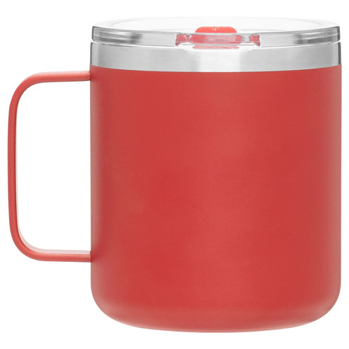 The 12oz Camper Mug in Matte Red offers a bold, modern look that highlights custom logos for coffee shops, breweries, and retail businesses. Durable and designed for everyday use, this camper-style mug is ideal for branded drinkware programs and in-store merchandise that needs strong visual impact.