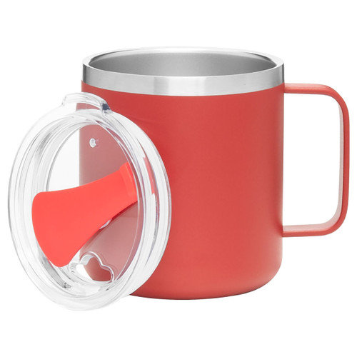 The 12oz Camper Mug in Matte Red offers a bold, modern look that highlights custom logos for coffee shops, breweries, and retail businesses. Durable and designed for everyday use, this camper-style mug is ideal for branded drinkware programs and in-store merchandise that needs strong visual impact.