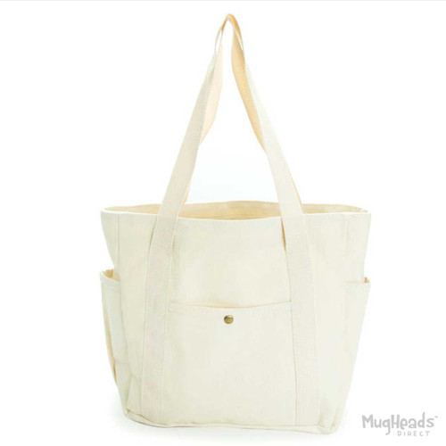 Custom Canvas Tote Bags with added organization features are ideal for retail brands seeking reusable logo bags that customers rely on daily. Designed for grocery runs, errands, and lifestyle use, these custom canvas totes support long-term brand visibility well beyond the point of sale.