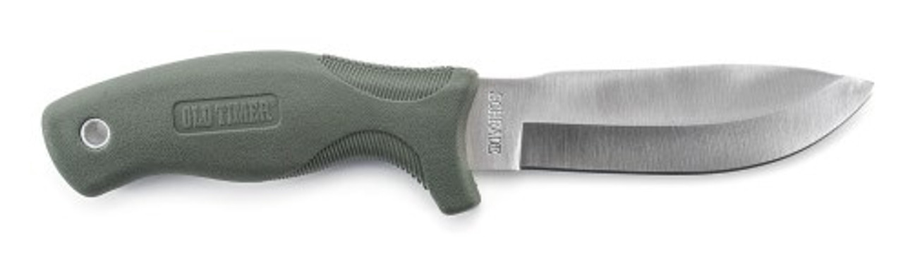 9 1/2" OUTFITTER KNIFE W/ SHEATH GRN HDLE.