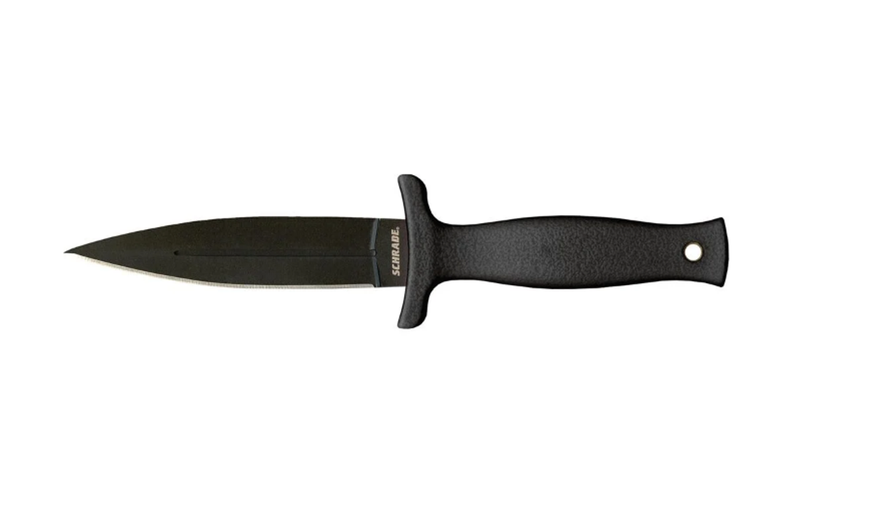 SCHRADE DOUBLE EDGE, BLACK, 7" W/ SHEATH