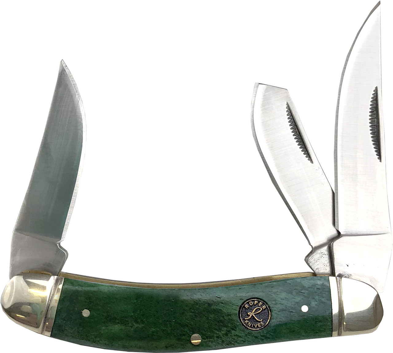 ROPER 3 3/4" SOW BELLY STOCKMAN, GREEN BONE