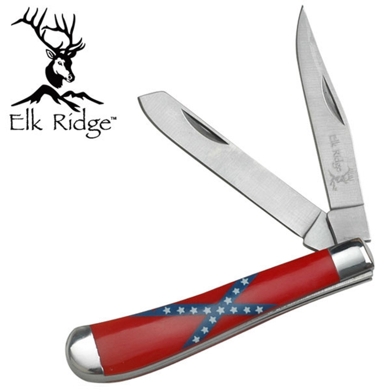 ELK RIDGE 3.55" TRAPPER, CONFEDERATE FLAG