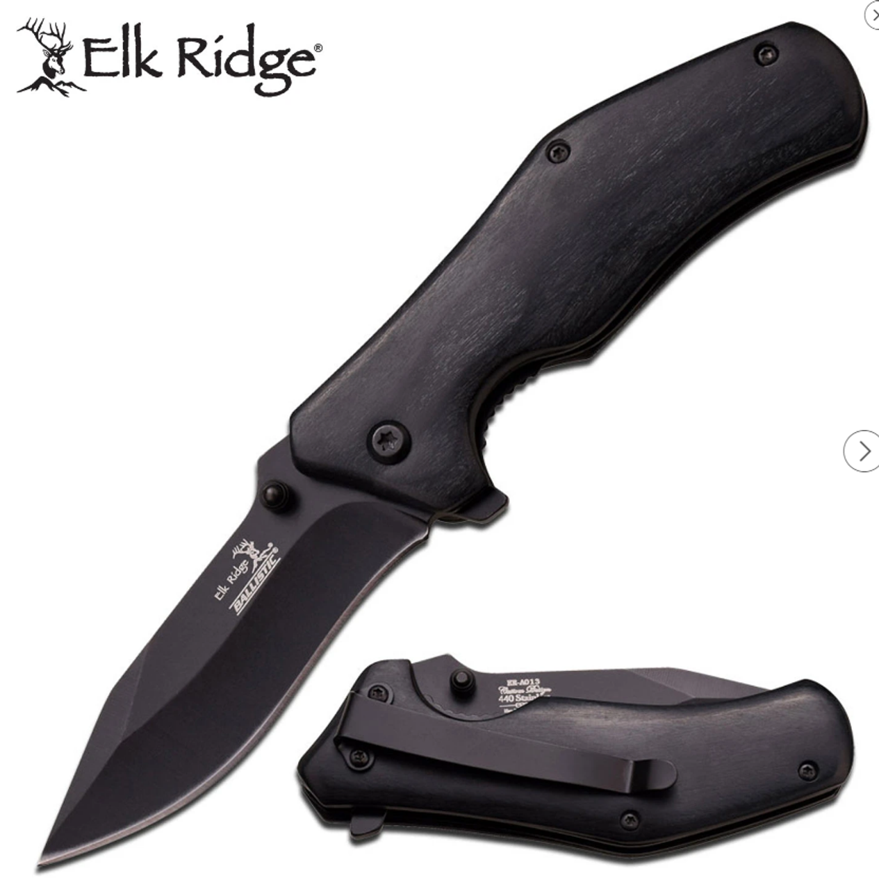 ELK RIDGE 4.1" CLSD, ASSISSTED, BLK WOOD HNDL