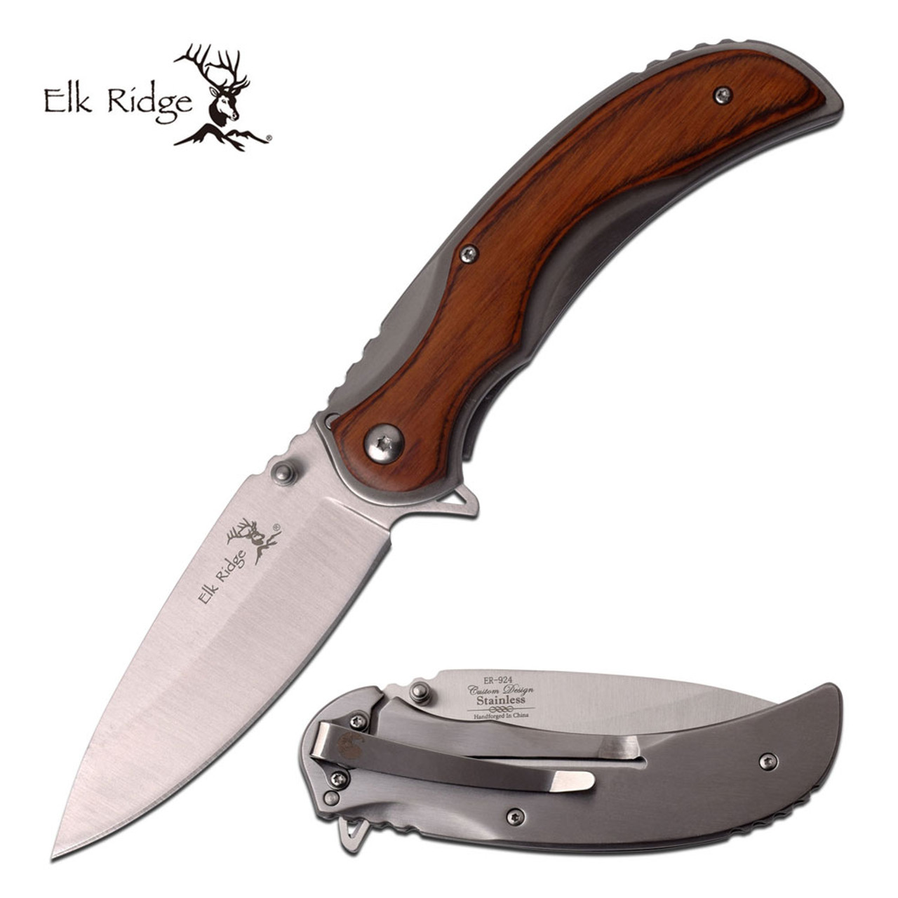 ELK RIDGE 4.75" FRAMELOCK FOLDIER, PAKKAWOOD