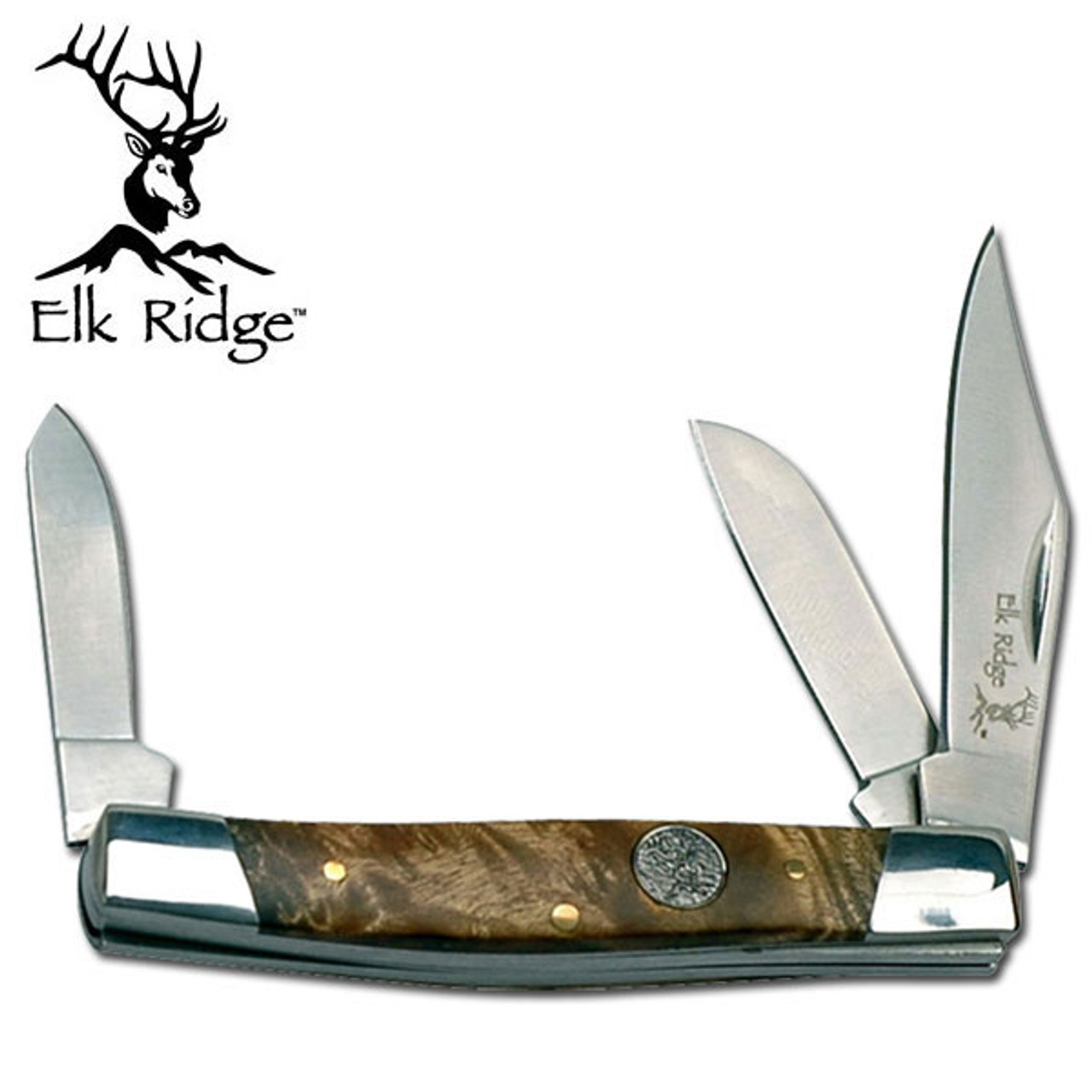 ELK RIDGE 4" CLSD STOCKMAN W/ BURL WOOD HNDL