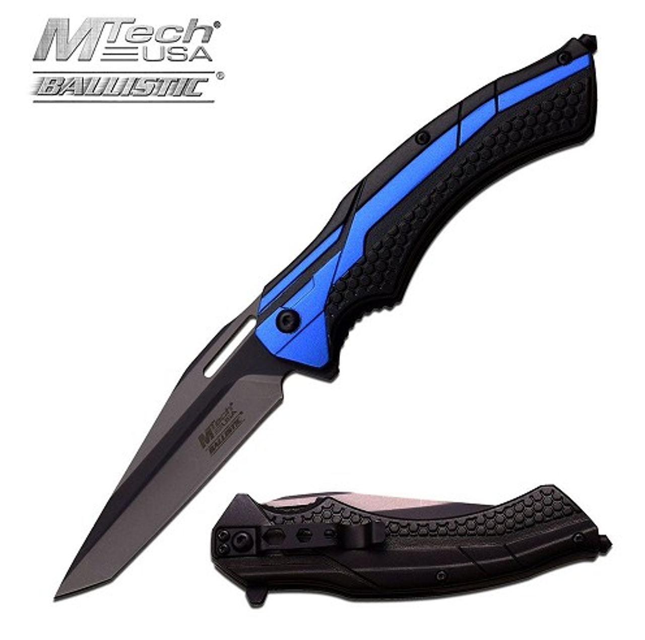 MTECH 5" ASSISTED W/ TWO TONE ALUM, BLUE/BLK