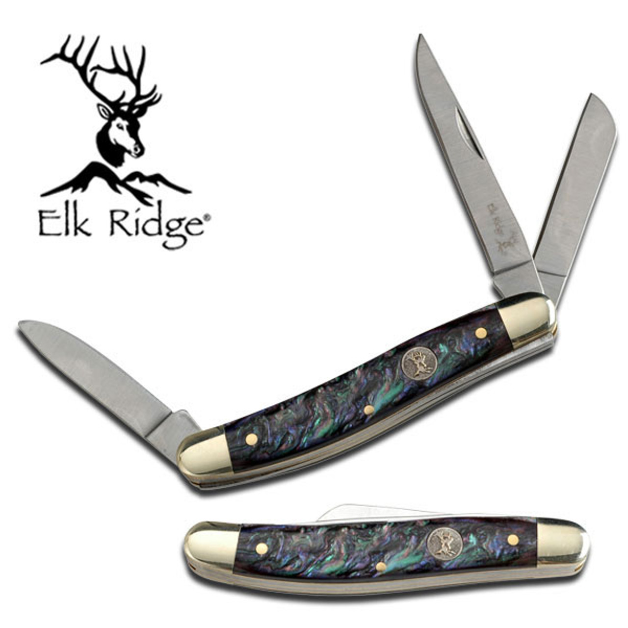 ELK RIDGE 3.5" STOCKMAN W/ SIMULATED ABALONE HNDL