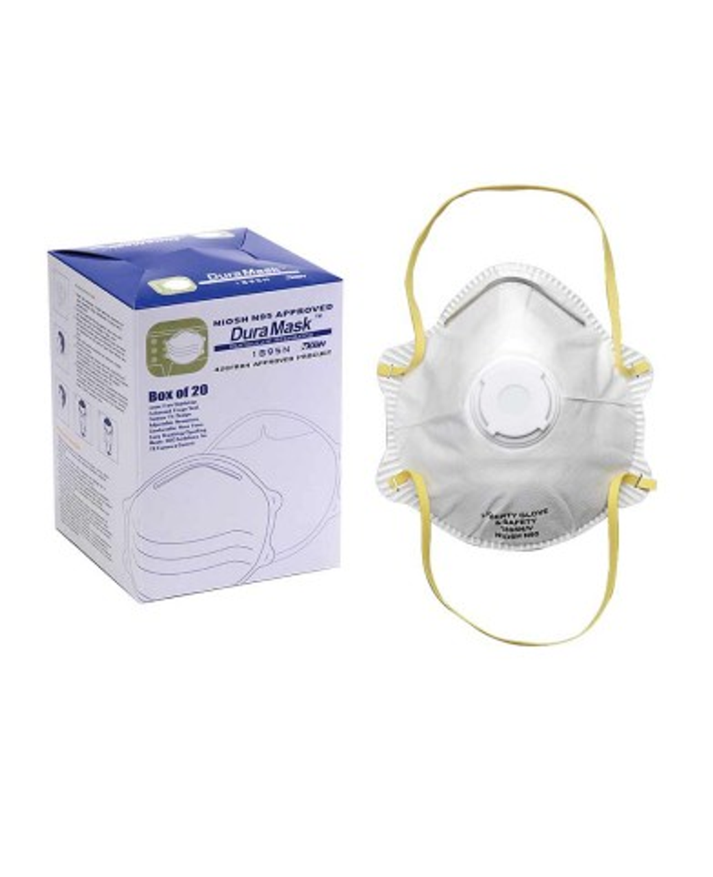 DURAMASK NIOSH N95 RESPIRATOR W/ VALVE, HEAD STRAPS, 10/BOX