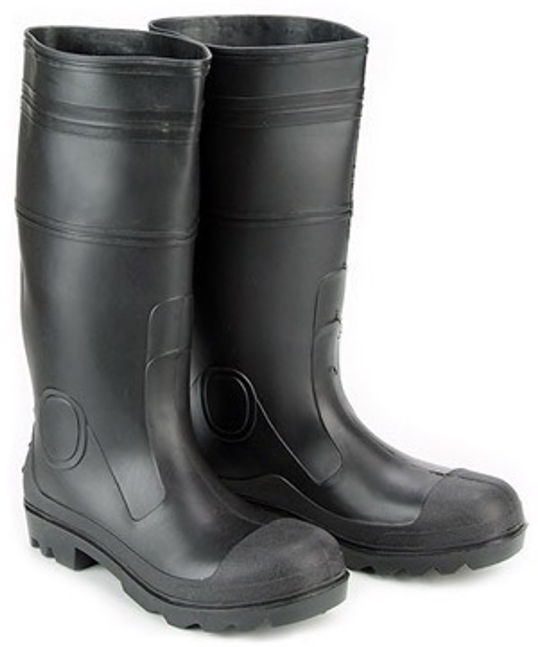 BLACK PVC BOOT PLAIN TOE--SIZE 7