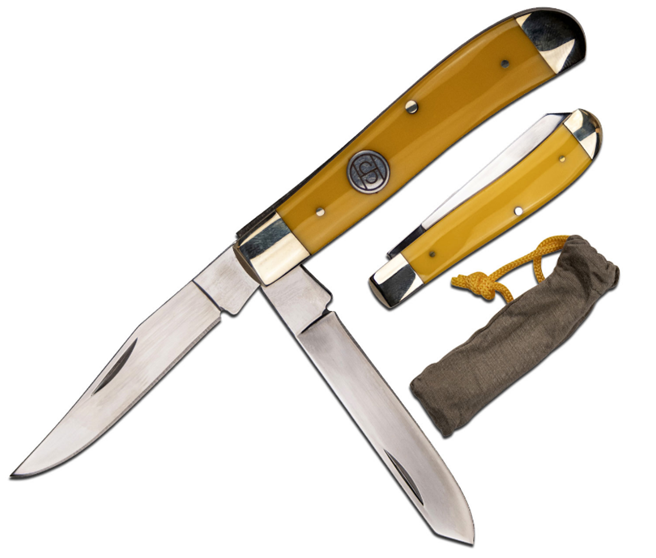 ELK RIDGE 3.5" MINI TRAPPER, YELLOW DELRIN HANDLE