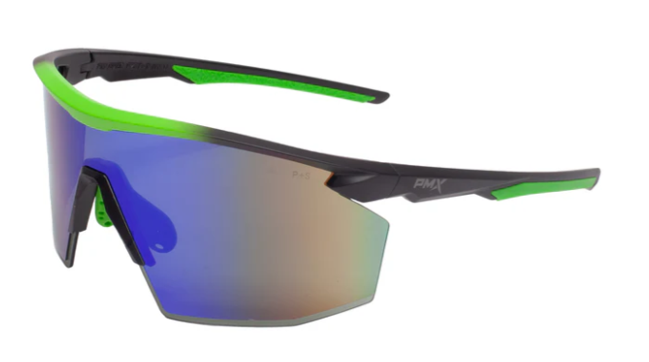 PMXSPEC BLACK AND LIME FRAME, GREEN MIRROR ANTI-FOG