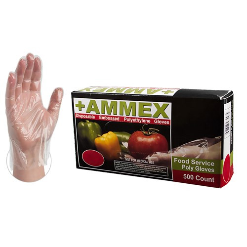 FOOD SERVICE POLY GLOVES, 500/BOX, LARGE