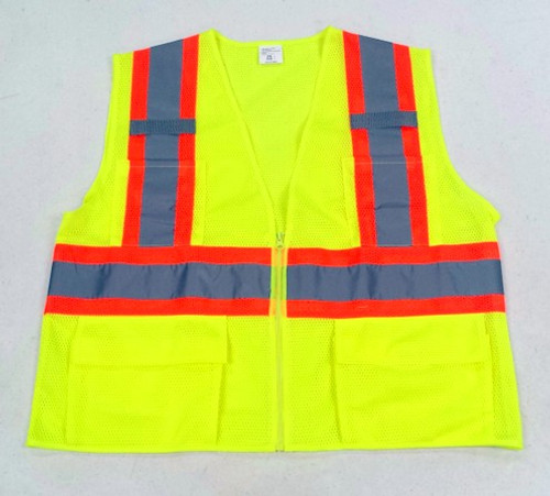 CLASS II, LIME GREEN VEST, POCKETS, SIZE: 4XL