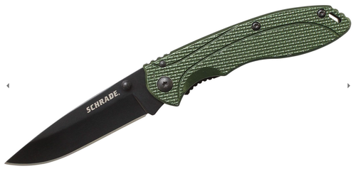 SCHRADE 6.7" GREEN FOLDER, ALUMINUM HNDL, SS