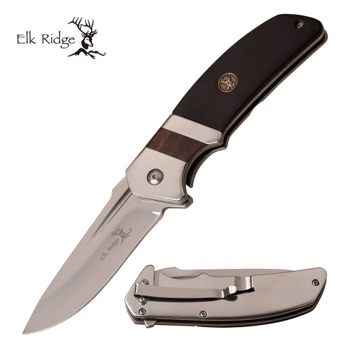 ELK RIDGE 4.9" CLOSED FOLDER, BLK PAKKAWOOD