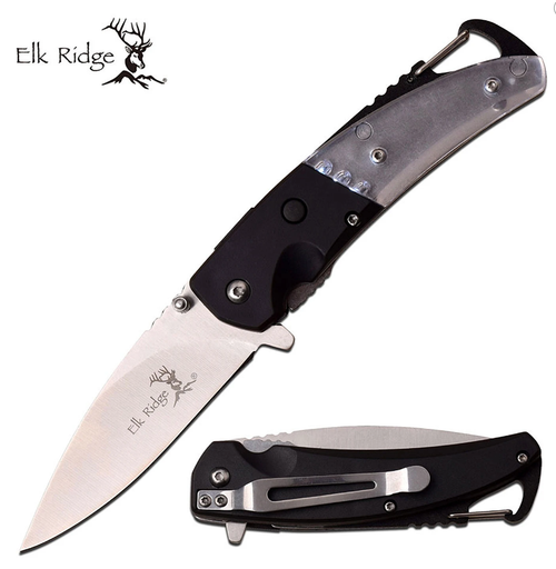 ELK RIDGE 4" ASSIST KNIFE W/ BLK/CLEAR NYLON