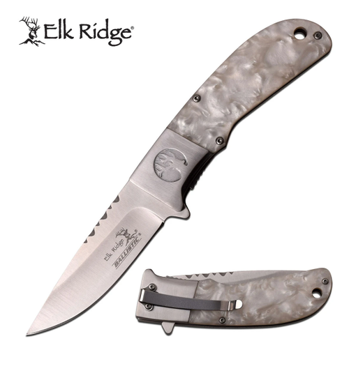 ELK RIDGE 4.5" ASSIST KNIFE SS W/ WHT PEARL