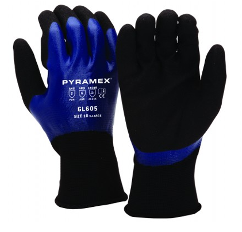 CORXCEL BLUE FULL DIP NITRILE W/ BLACK SANDY PALM-L