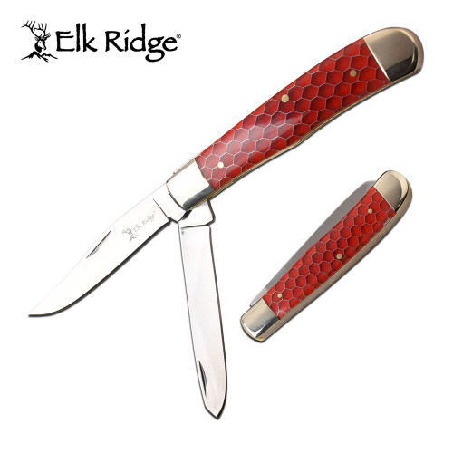 ELK RIDGE 4.25" TRAPPER, RED C-TEK HANDLE