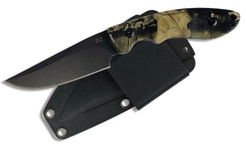 AB ELITE 7.5" FIXED BLD PREDATOR, MOSSY OAK, D2 STEEL, G10 HNDL