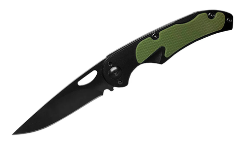 ABKT 3" MARK II LOCKBACK, BLACK HNDL W/ GREEN INSERTS