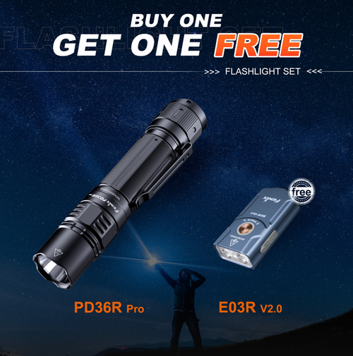 FENIX PROMO PD36R-PRO AND E03RV2 GREY HOLIDAY KIT