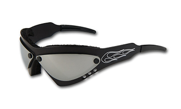 Wind Warrior Billet Aluminum Sunglasses - Chrome lenses WindWarBlackChrome