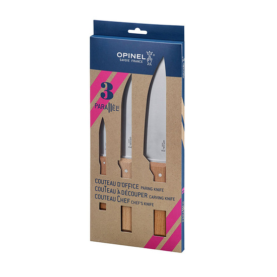 3123840018381, Opinel, Messenset, 3-delig, Parallèle, rvs, hout, doos