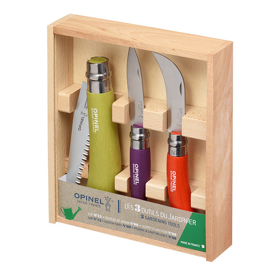 3123840016172 Opinel, Gift-box set Garden, rvs/hout, 3-delig, kist