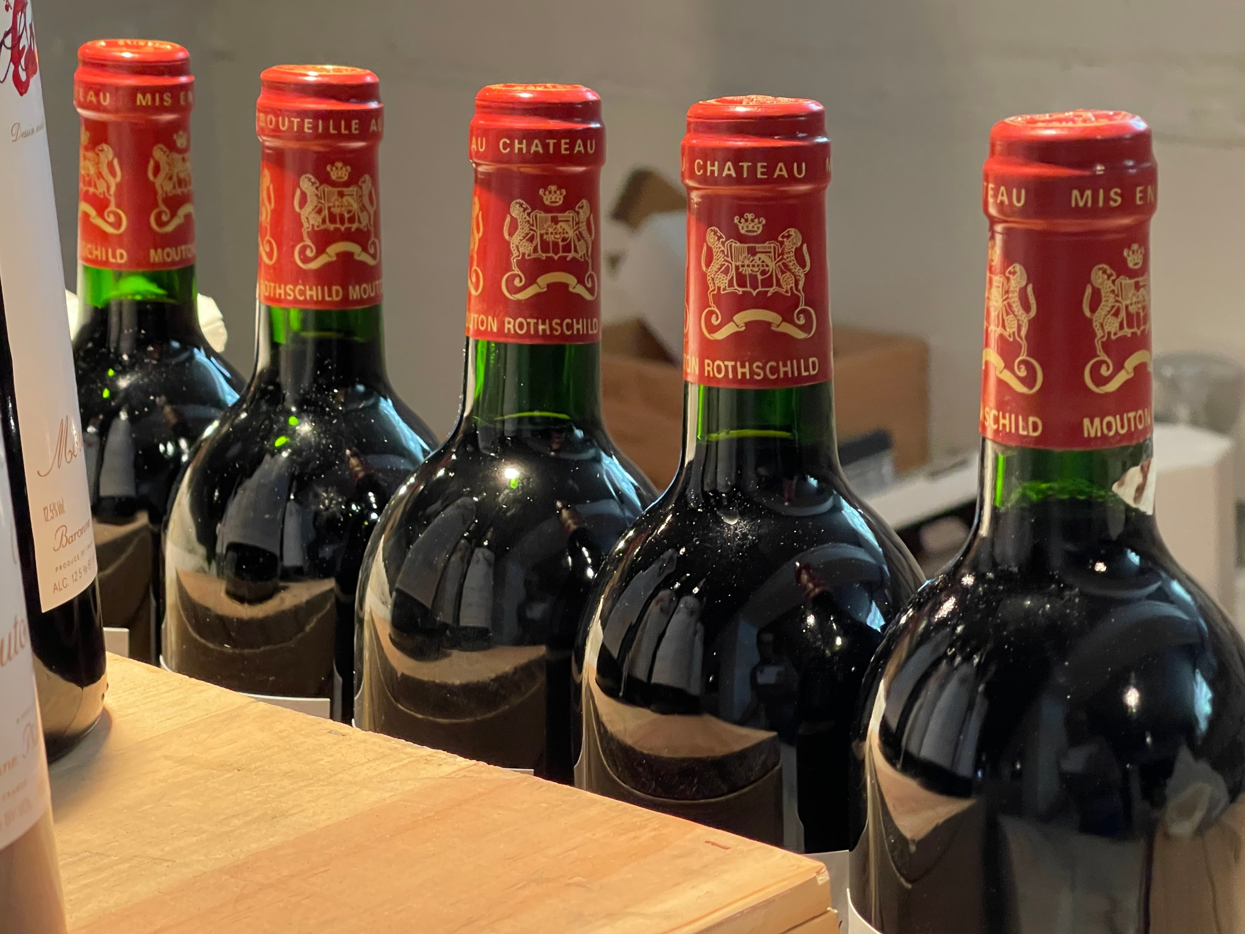 Five chateau rothschild bottles