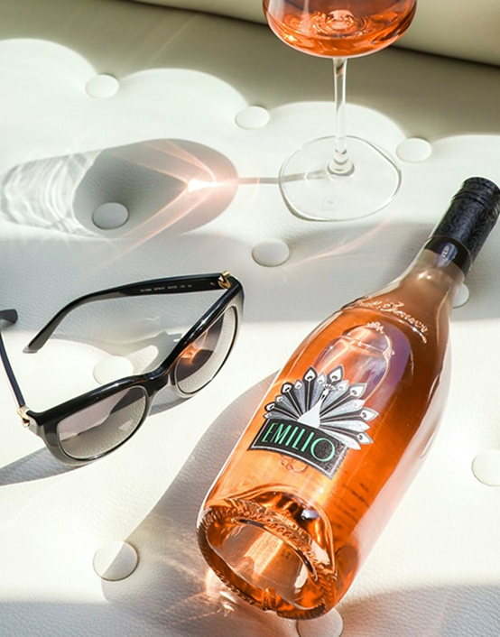 A wine bottle in a store