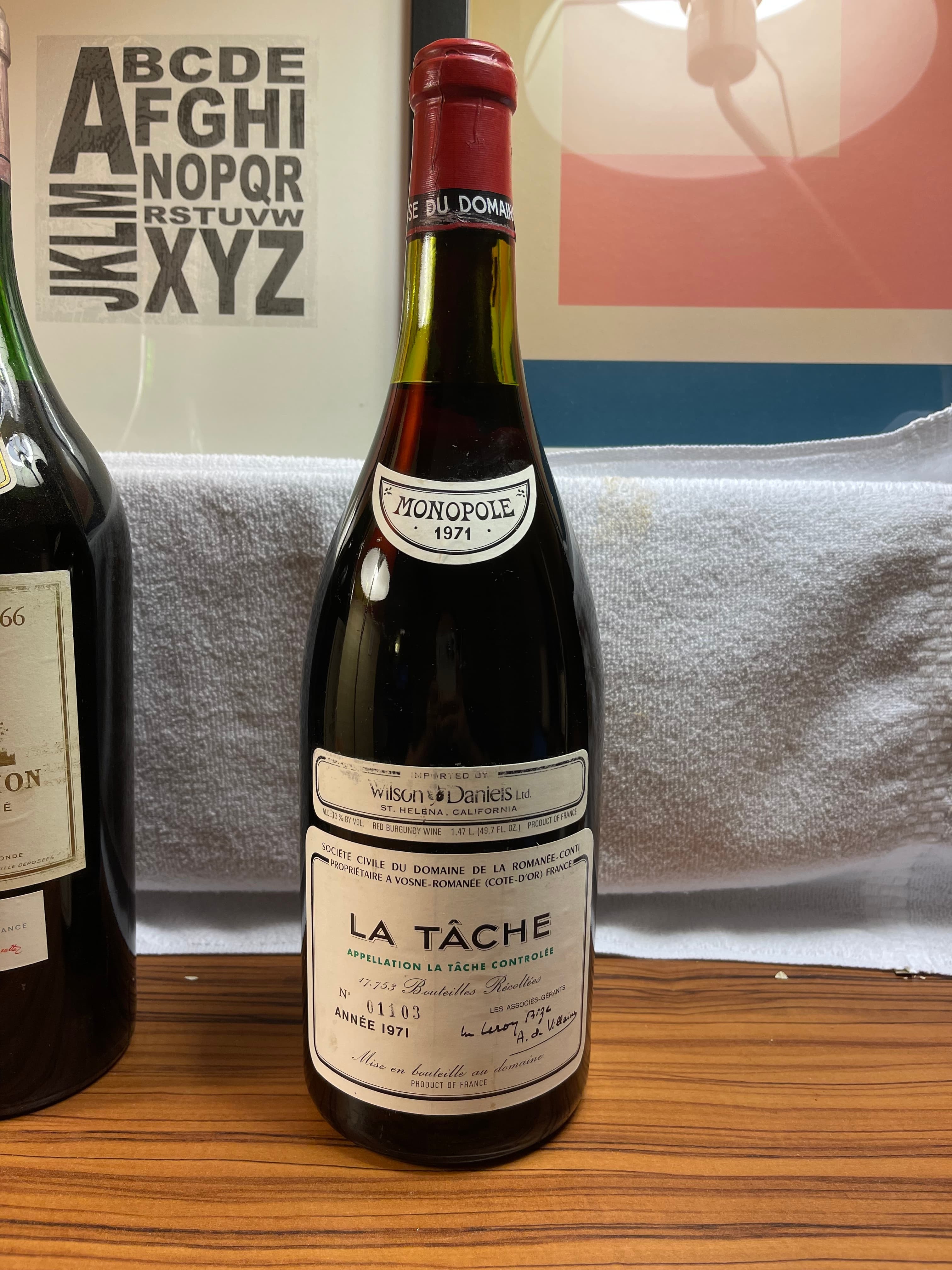 a bottle of la tache wine