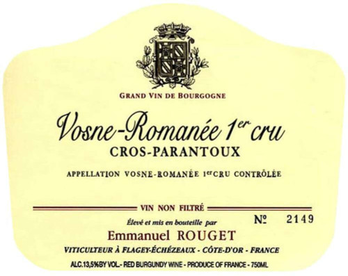 VOSNE−ROMANEE CROS-PARANTOUX エチケット Vosne Romanée, Cros Parantoux 1999 Emmanuel Rouget (2 BT