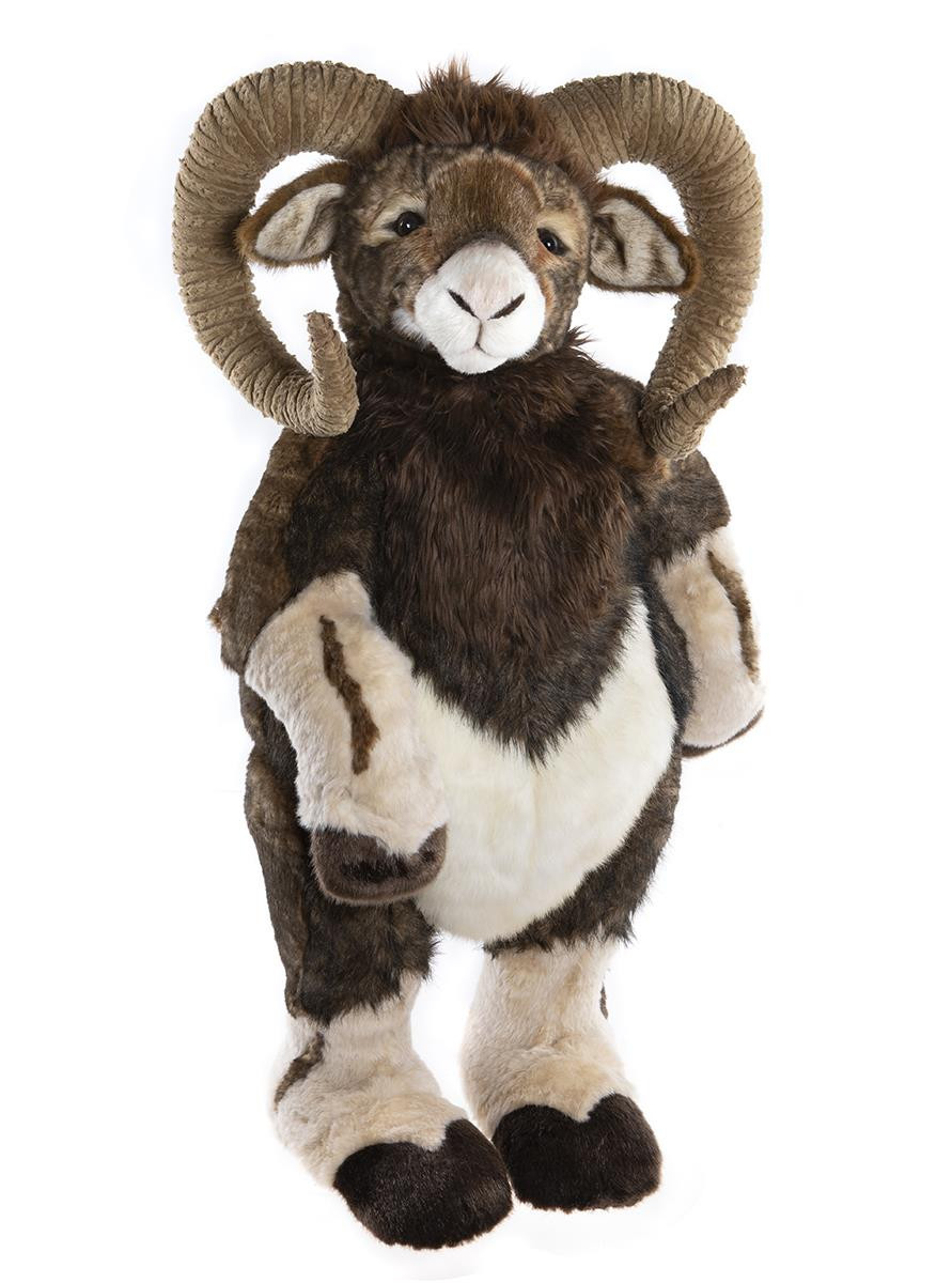 Voyager Mouflon Plush | Standing Wild Sheep with Curled Horns