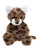 A leopard-print Charlie Bears plush toy sits upright against a white background, featuring black spots, white-tipped ears, a white muzzle, and a striped tail.