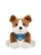 A Corgi plush toy sits upright against a white background, wearing a blue bandana reading "The Cinnamon Trust."
