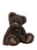 A dark brown, fluffy Charlie Bears teddy bear sits upright against a white background, featuring suede paw pads, small bell collar details, and a beige embroidered nose.
