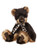 A dark brown and tan Charlie Bears teddy bear sits upright, wearing an argyle bow tie, with tan-tipped ears, muzzle, and paws, against a white background.