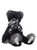 A dark navy and grey Charlie Bears teddy bear sits upright, wearing a black and white argyle patterned bow tie, with fluffy grey paws and muzzle, against a white background.