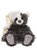 A grey and white fluffy Charlie Bears teddy bear sits upright, wearing a cream knitted nightcap and matching mittens, with grey paw pads visible on outstretched feet.