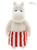 A white plush Moomin-style stuffed toy stands upright wearing a black top hat, with large round eyes and a small tail, set against a white background.