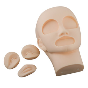 3D Tattoo Practice Skin Mannequin Head with 2pcs Eyes+1pcs Lip
